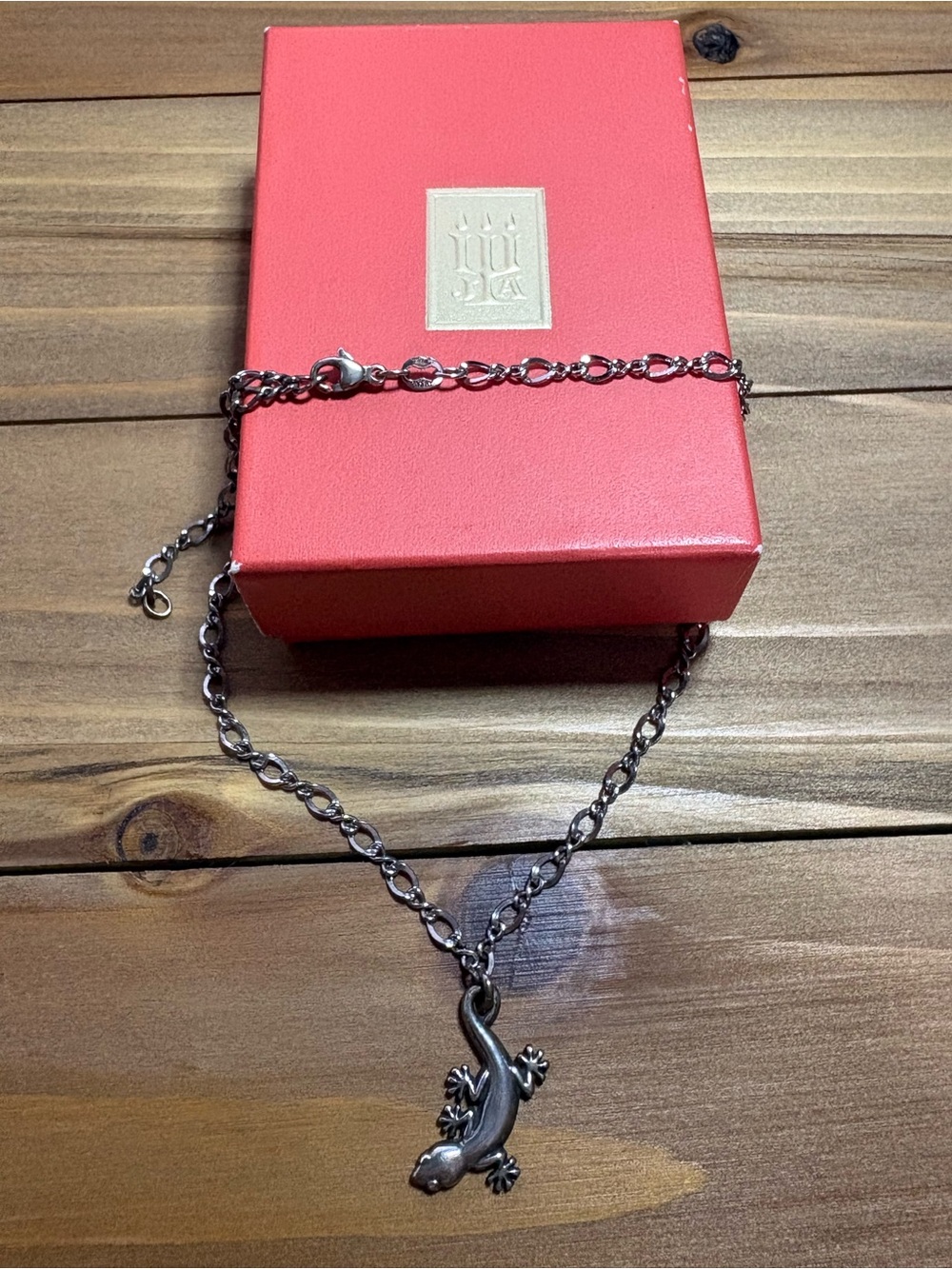 Vintage James Avery Sterling Silver Medium Twist Anklet w/ Retired Gecko Charm